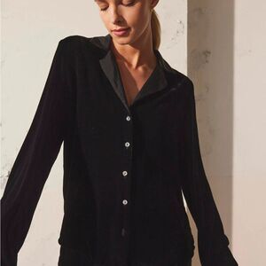 Carmen Marc Valvo Black Button Down Sweater